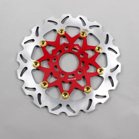 11.5" Red & Gold Rear Brake Rotor- 9 Spokes