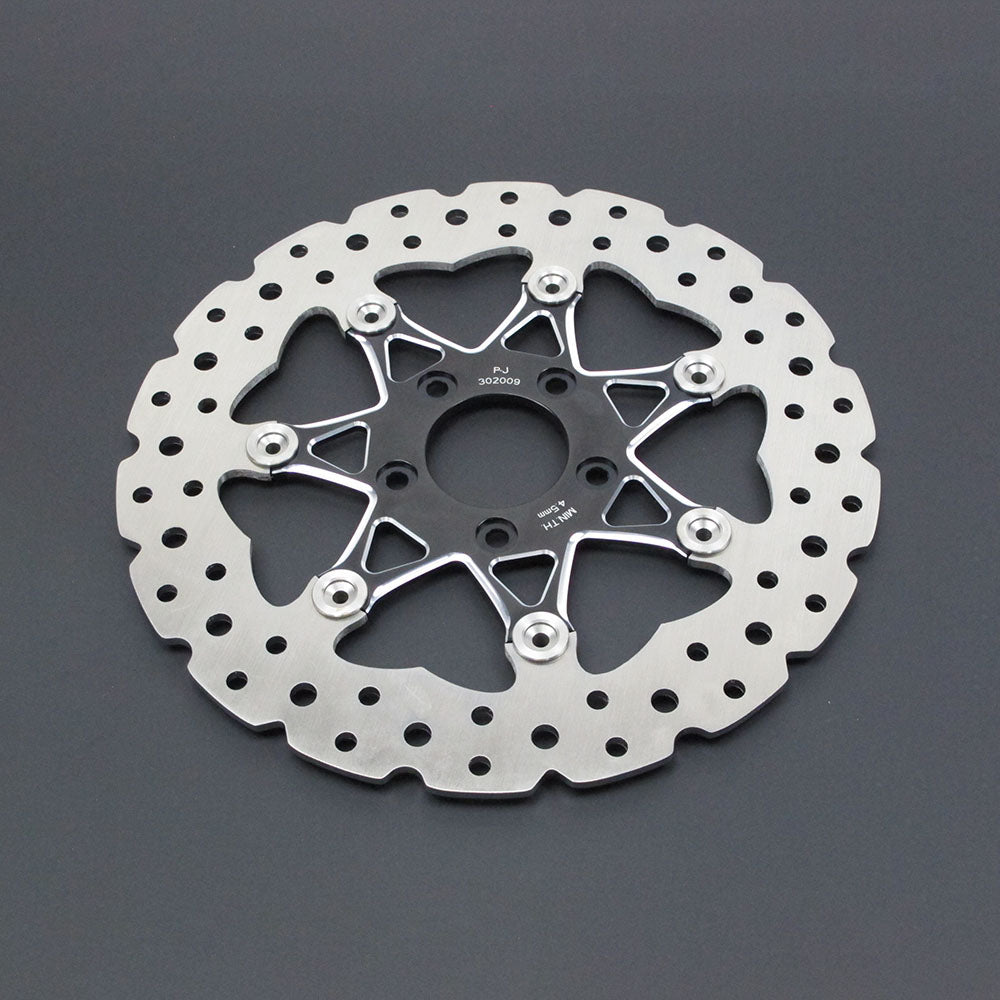 Two Pieces-Floating Brake Rotors Black Chrome For Harley Softail