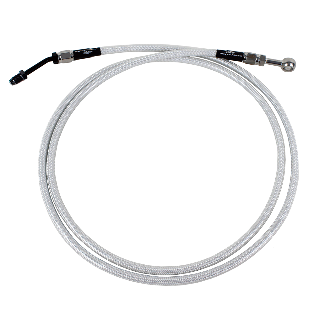 POWERJAMES Hydraulic Clutch Cable - White Silver Pearl Braided Stainless Steel 75" Line For Harley Touring 2017+