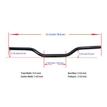 Blue Aluminum Handmade Drag Handlebar for Harley Davidson 1.0" Clamping Area