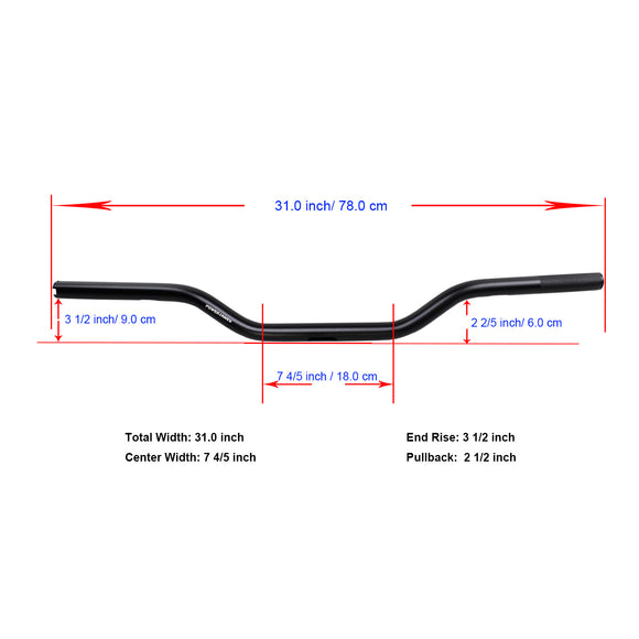 Blue Aluminum Handmade Drag Handlebar for Harley Davidson 1.0" Clamping Area
