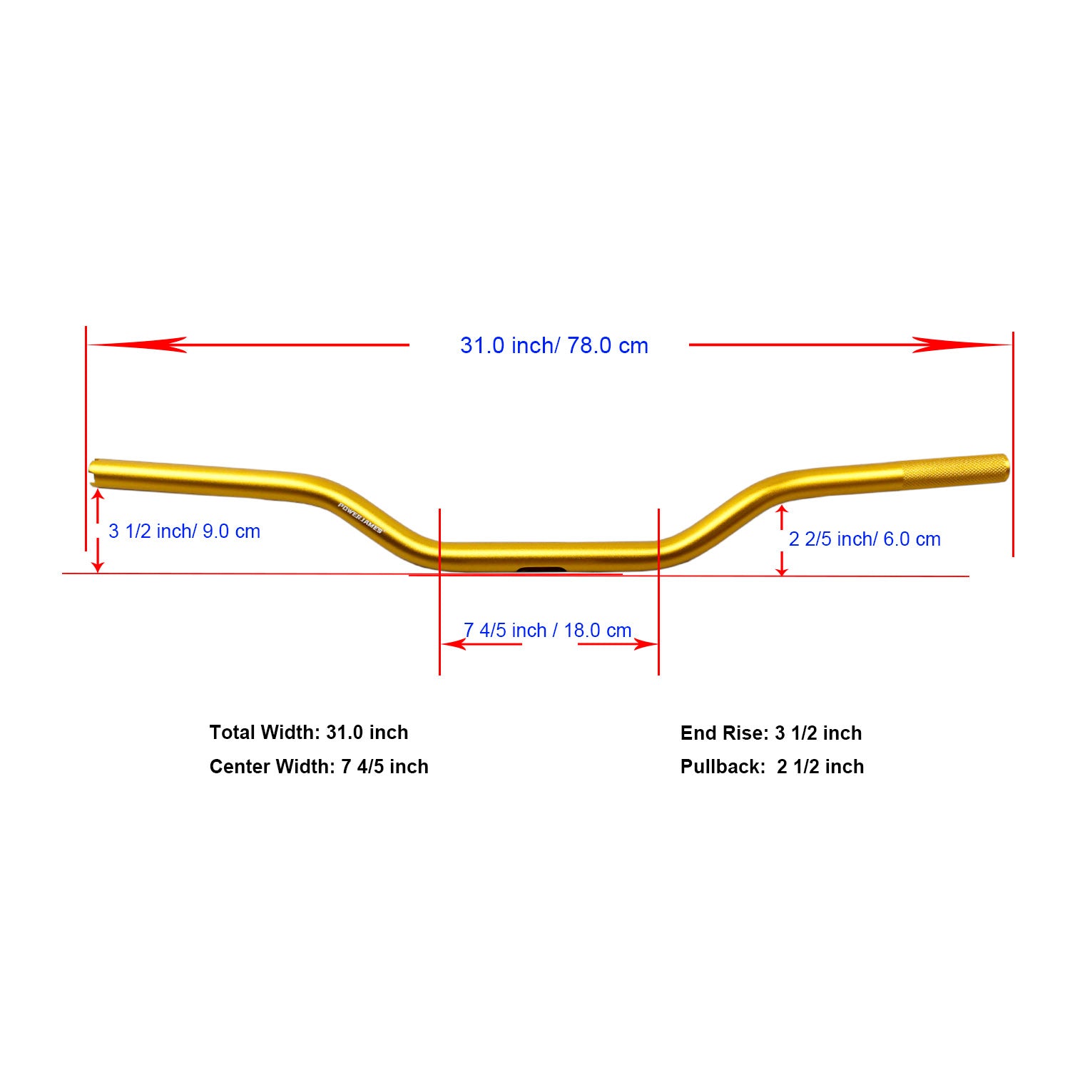 Gold Aluminum Handmade Drag Handlebar for Harley Davidson 1.0" Clamping Area