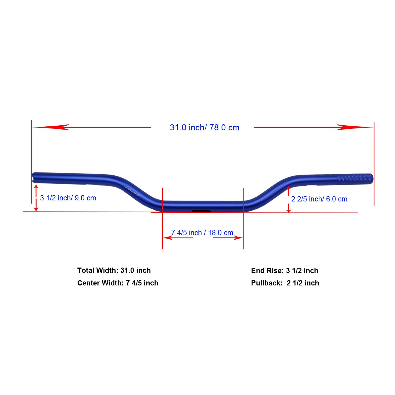 Blue Aluminum Handmade Drag Handlebar for Harley Davidson 1.0" Clamping Area