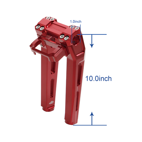 10" Tall Red Pullback Handlebar Risers Kit for Harley Davidson Softail Dyna