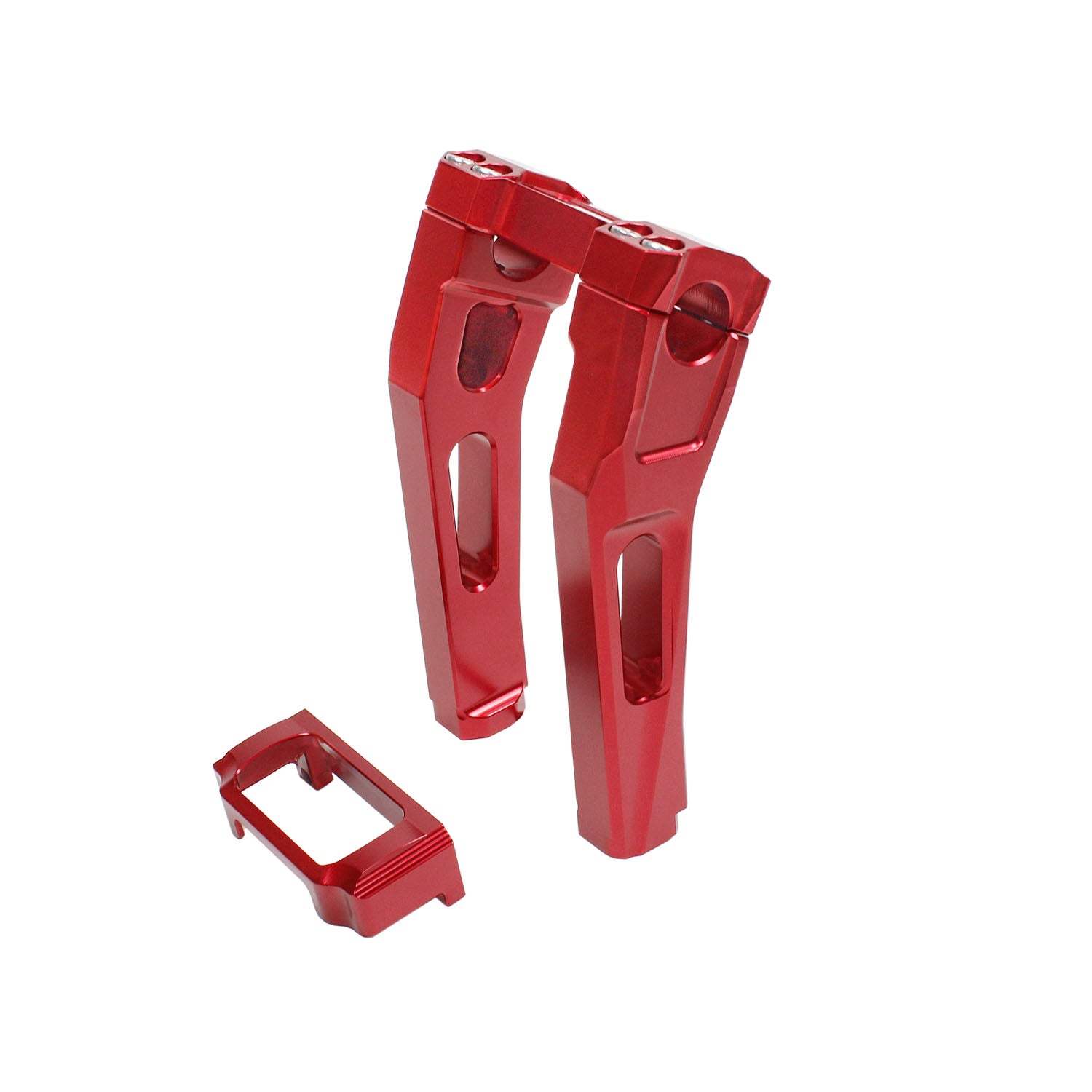 8.0" Tall Red Pullback Handlebar Risers Kit for Harley Davidson Softail Dyna Road King