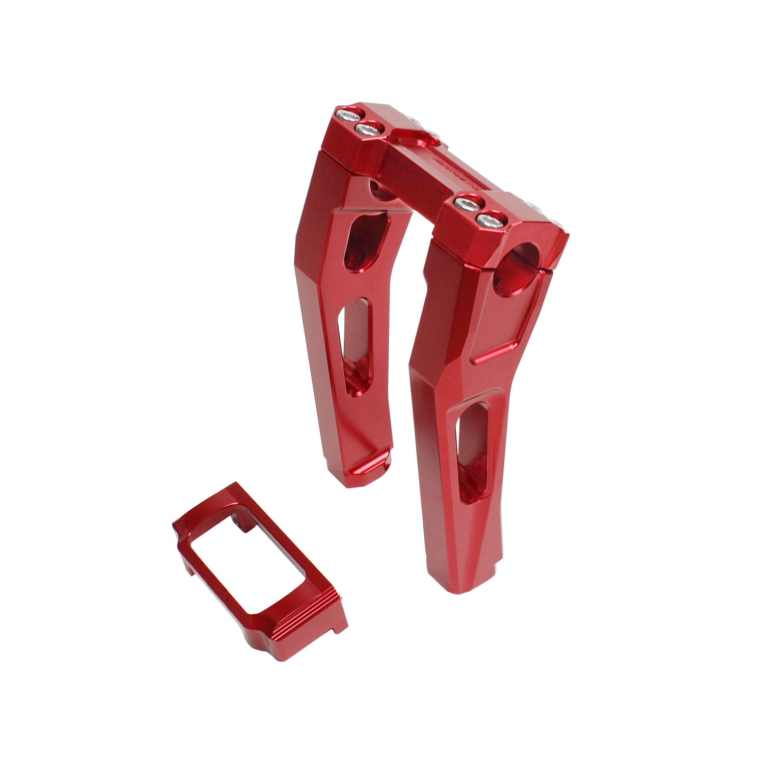 8.0" Tall Red Pullback Handlebar Risers Kit for Harley Davidson Softail Dyna Road King