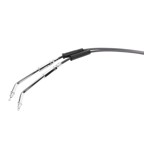 47" Smoky Black Pearl Braided Throttle and Idle Cruise Cables for Harley V Twin