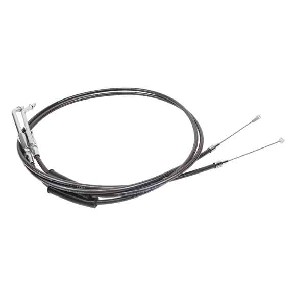 47" Smoky Black Pearl Braided Throttle and Idle Cruise Cables for Harley V Twin
