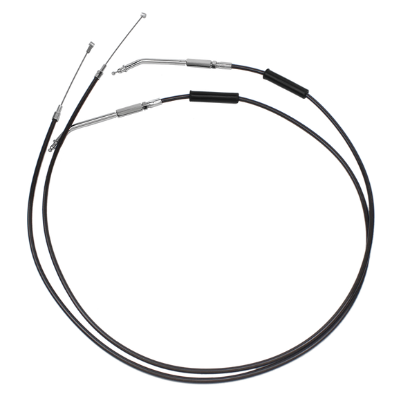 43.3"/ 110cm Stainless Steel with Smokey Black Pearl Skin Throttle and Idle Cable Set for Harley Davidson V-Twin