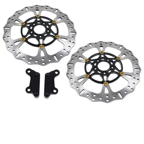 2PC  14" Big Front Floating Brake Rotors with Caliper Adapters for Harley Davidson