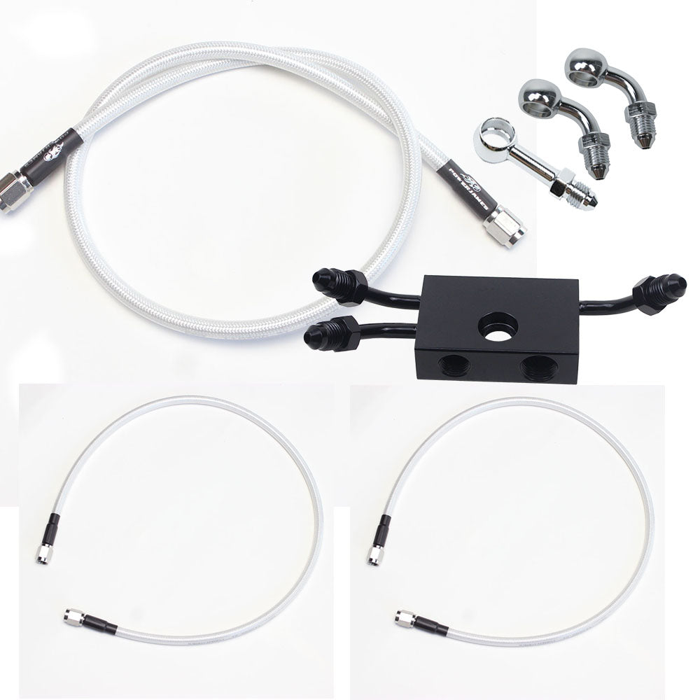 White Silver Pearl Brake Lines Kit for Harley Davidson Softail XL Models with ABS