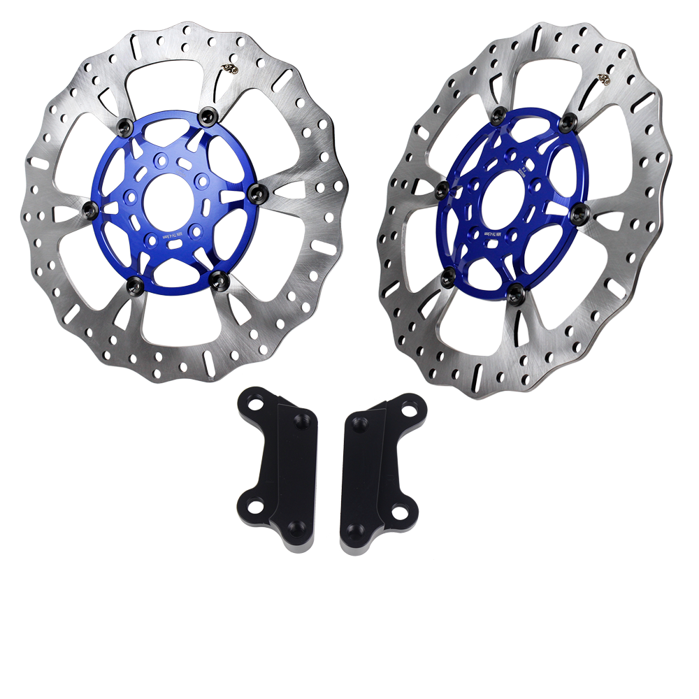 2PC 14" Big Front Floating Brake Rotors with Caliper Adapters for Harley Davidson 08-up Touring Models