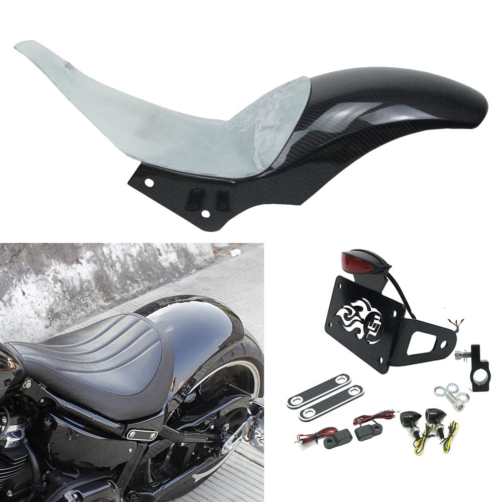 Carbon Fiber 240 Rear Fender for Breakout Fat Boy 2018 Later-Horizontal License plate-Black