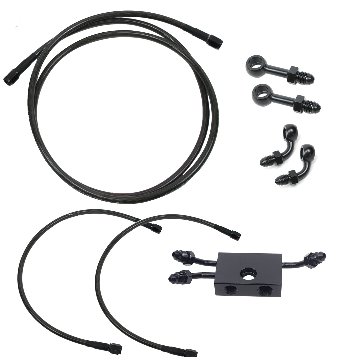 Smoky Black Brake Lines Kit for Harley Davidson 12-17 Dyna Models with ABS