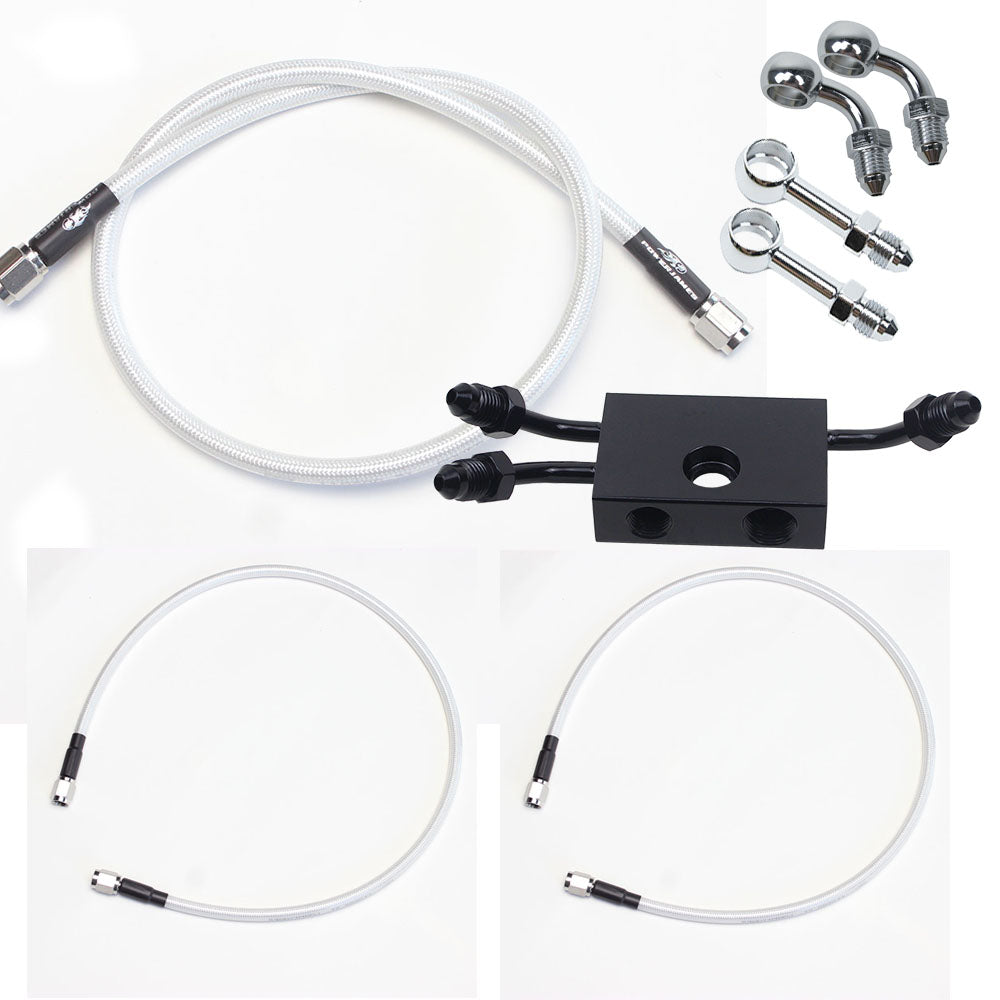 White Silver Pearl Brake Lines Kit for Harley Davidson Softail XL Models with ABS - 0