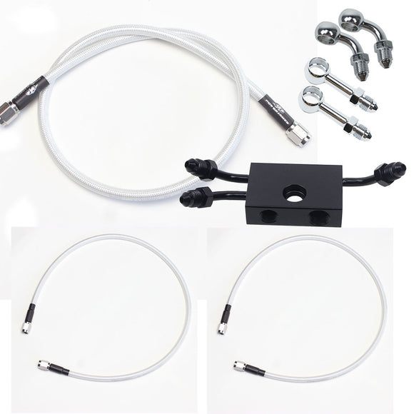 White Silver Pearl Brake Lines Kit for Harley Davidson Softail XL Models with ABS