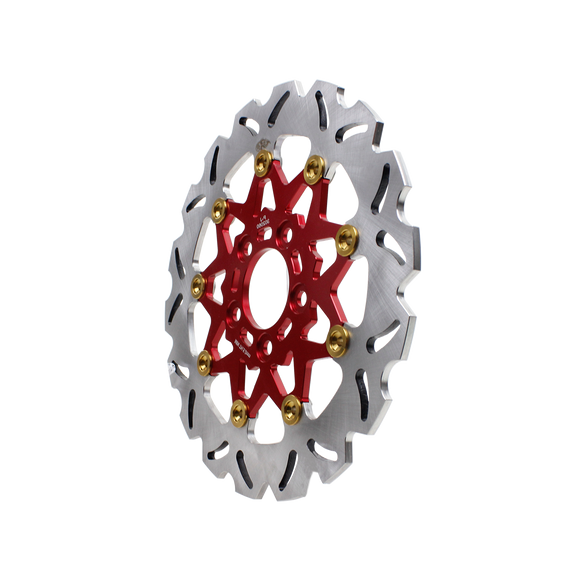 11.8" Red & Gold Front Brake Rotor-9 Spoke