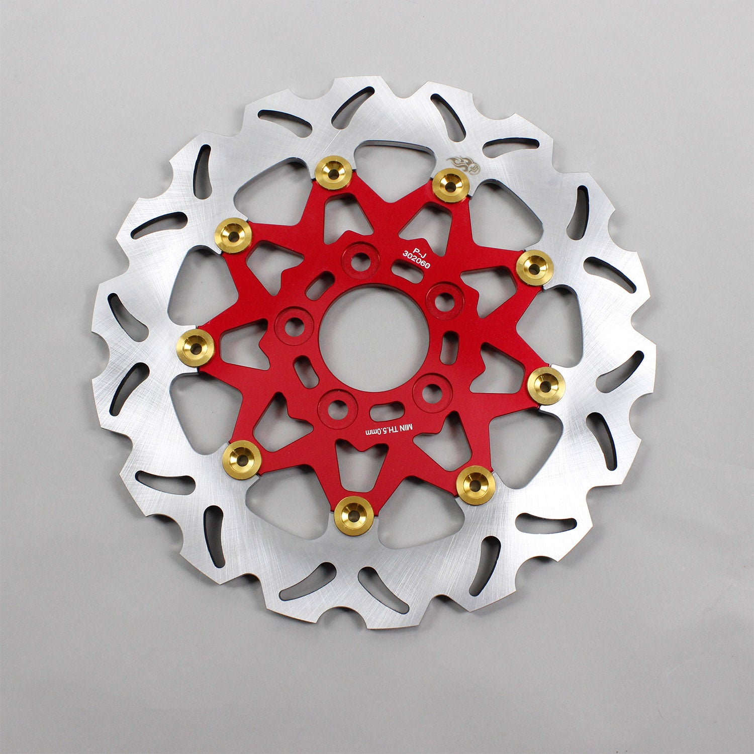 11.5" Red & Gold Rear Brake Rotor- 9 Spokes