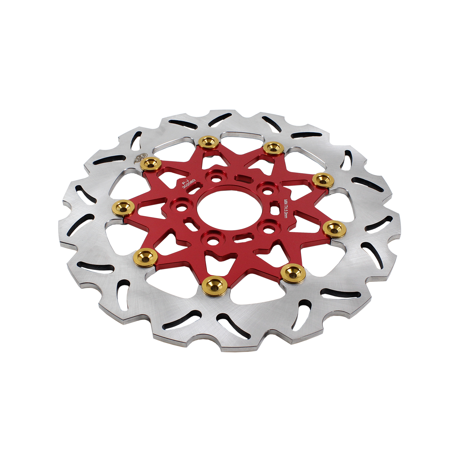 11.8" Red & Gold Front Brake Rotor-9 Spoke