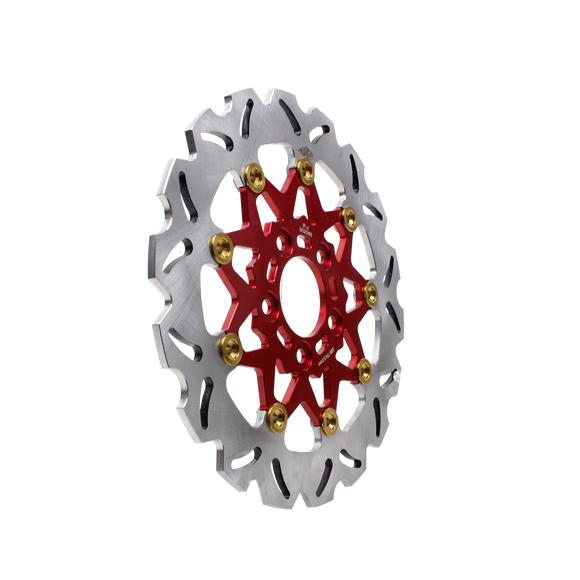 11.8" Red & Gold Front Brake Rotor-9 Spoke