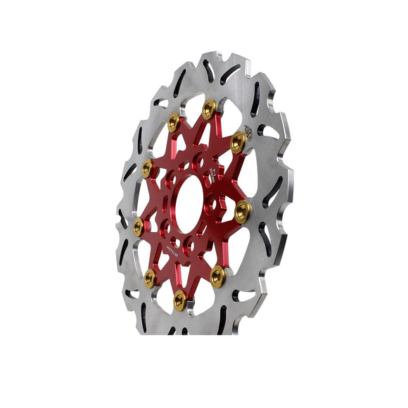 11.5" Red & Gold Rear Brake Rotor- 9 Spokes