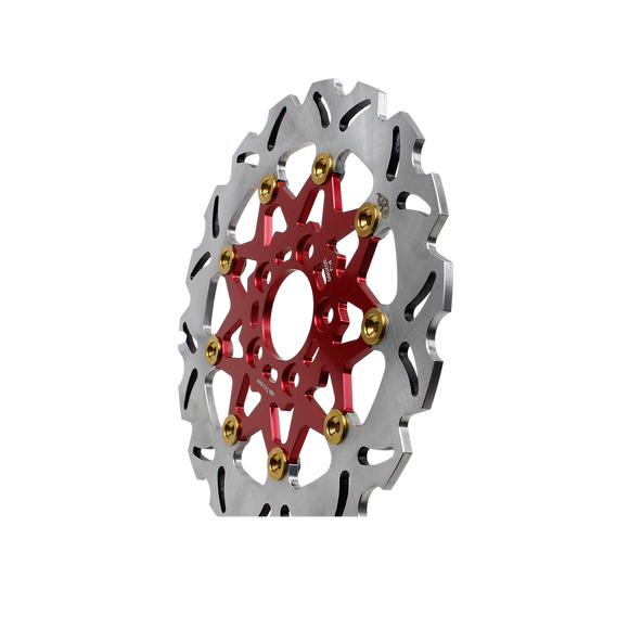11.8" Red & Gold Front Brake Rotor-9 Spoke