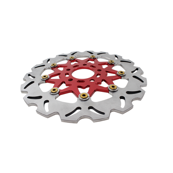11.8" Red & Gold Front Brake Rotor-9 Spoke