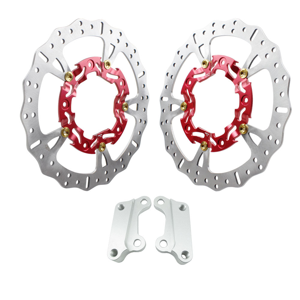 2PC 14" Big Real Floating Red Front Brake Rotors for Harley Davidson 09-23 Touring Models