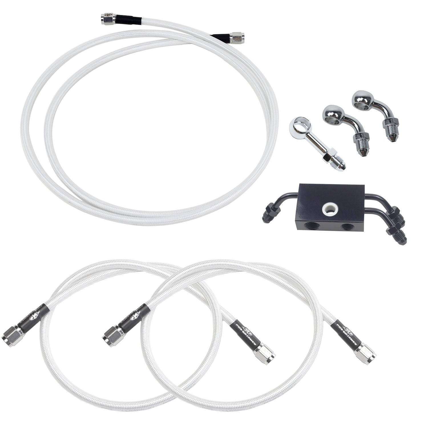 White Silver Pearl Brake Lines Kit for Harley Davidson Softail XL Models with ABS