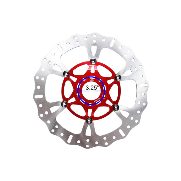 14" Red Front Brake Rotor for Touring- 6 Spoke