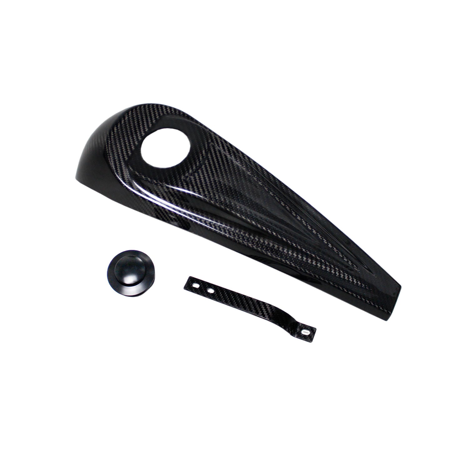 100% Carbon Fiber Gas Tank Panel Cover with Black Cap for Harley Davdison