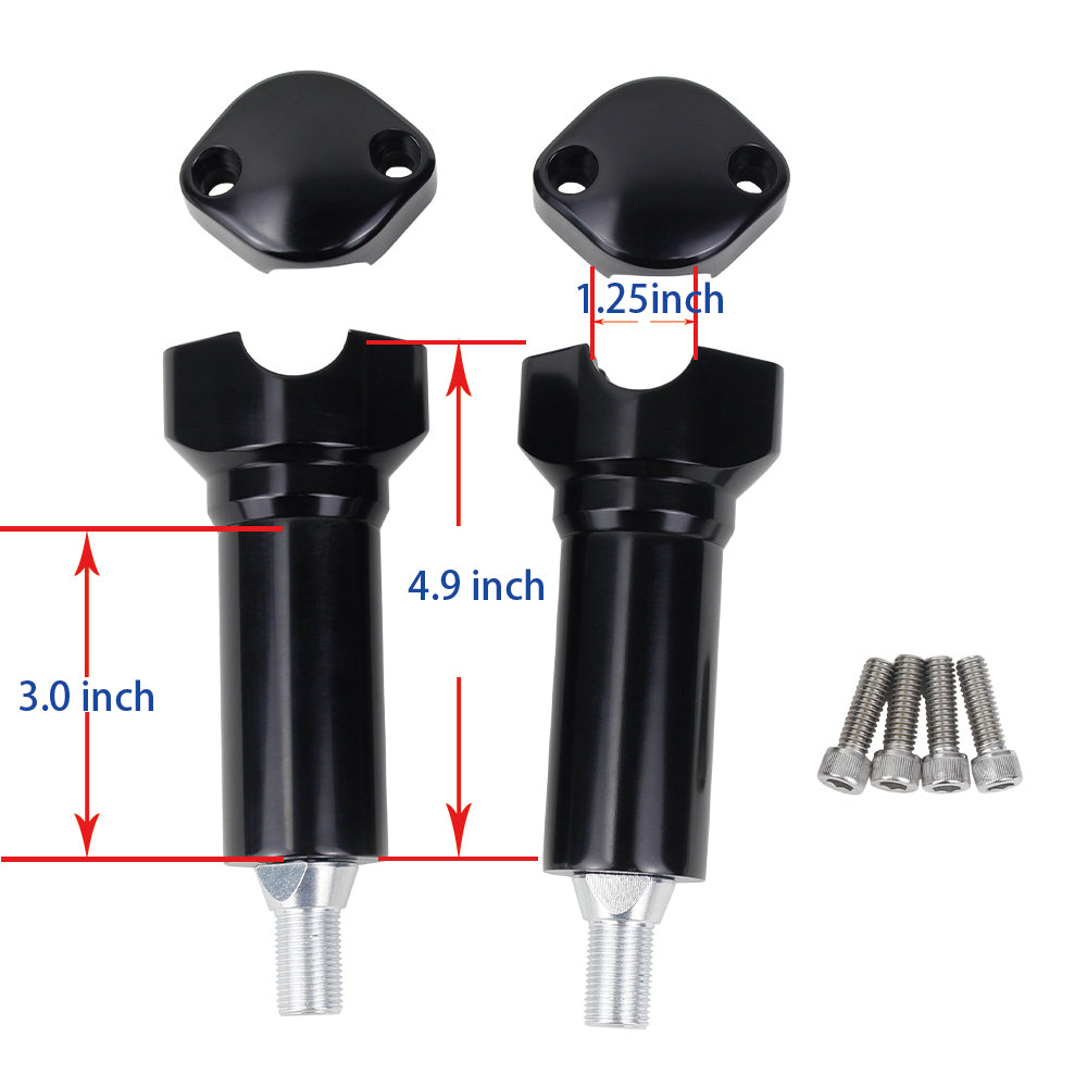 5.0 " Tall Black Handlebar Risers Kit for Harley Davidson Softail Springer Models 