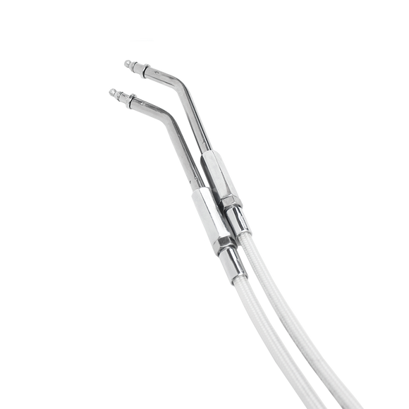 47"/ 120cm Stainless Steel with White Silver Pearl Skin Throttle and Idle Cable Set for Harley Davidson V-Twin