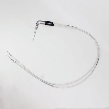 47.2"/ 120cm White&Silver Pearl Skin Throttle and Idle Cable Set for Harley Davidson V-Twin
