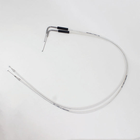 47.2"/ 120cm White&Silver Pearl Skin Throttle and Idle Cable Set for Harley Davidson V-Twin
