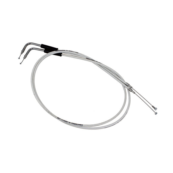 47.2"/ 120cm White&Silver Pearl Skin Throttle and Idle Cable Set for Harley Davidson V-Twin