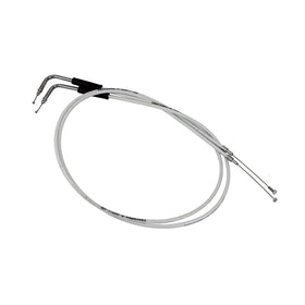 51.2"/ 130cm White&Silver Pearl Skin Throttle and Idle Cable Set for Harley Davidson V-Twin