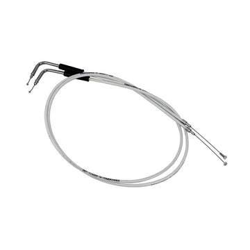 51.2"/ 130cm White&Silver Pearl Skin Throttle and Idle Cable Set for Harley Davidson V-Twin