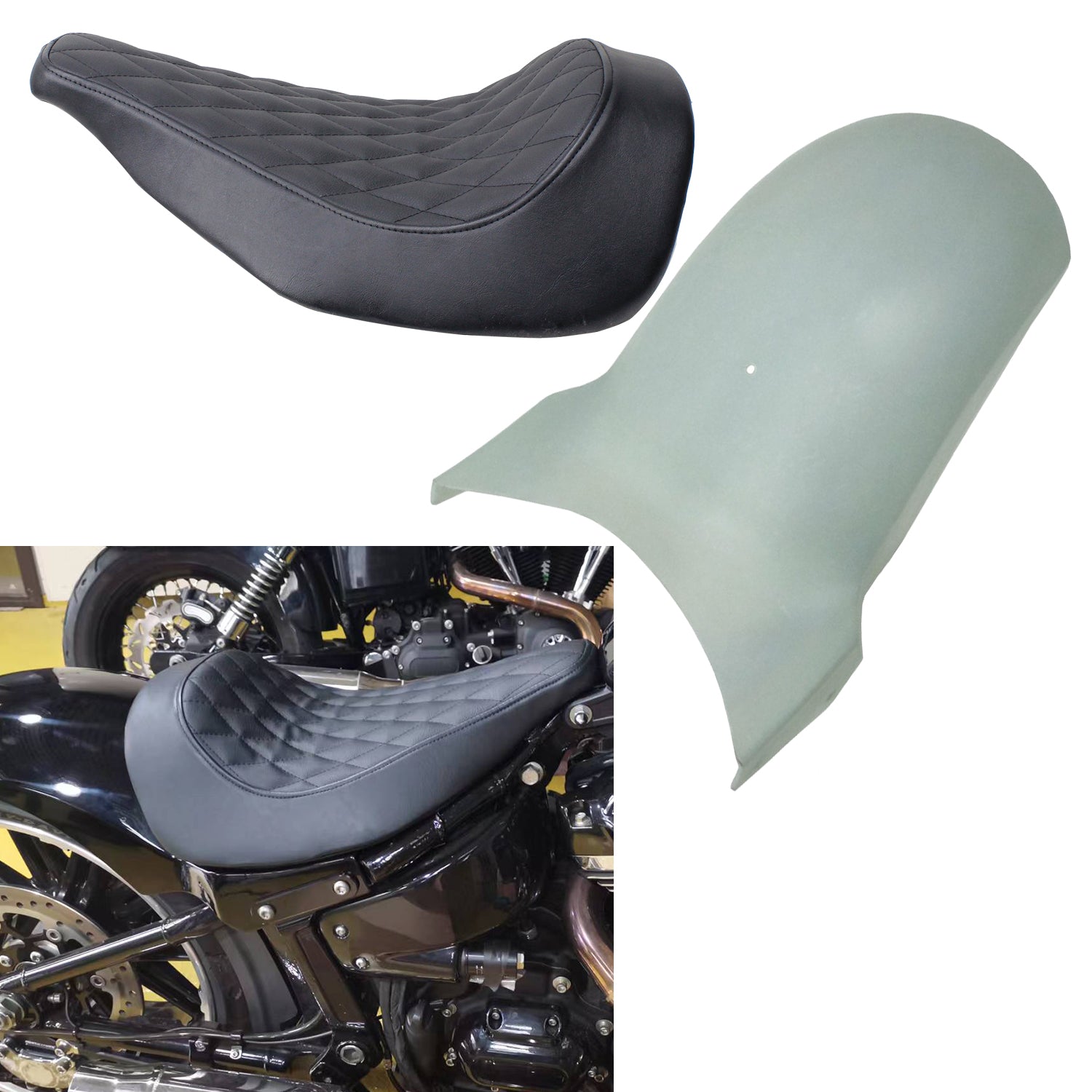 Carbon Fiber Short Rear Fender with Seat for Harley Davidson 2018-Later Breakout Fat Boy