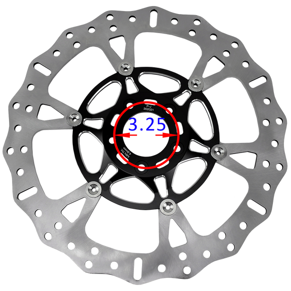 14.0" Black Front Brake Rotor for Touring-6 Spokes