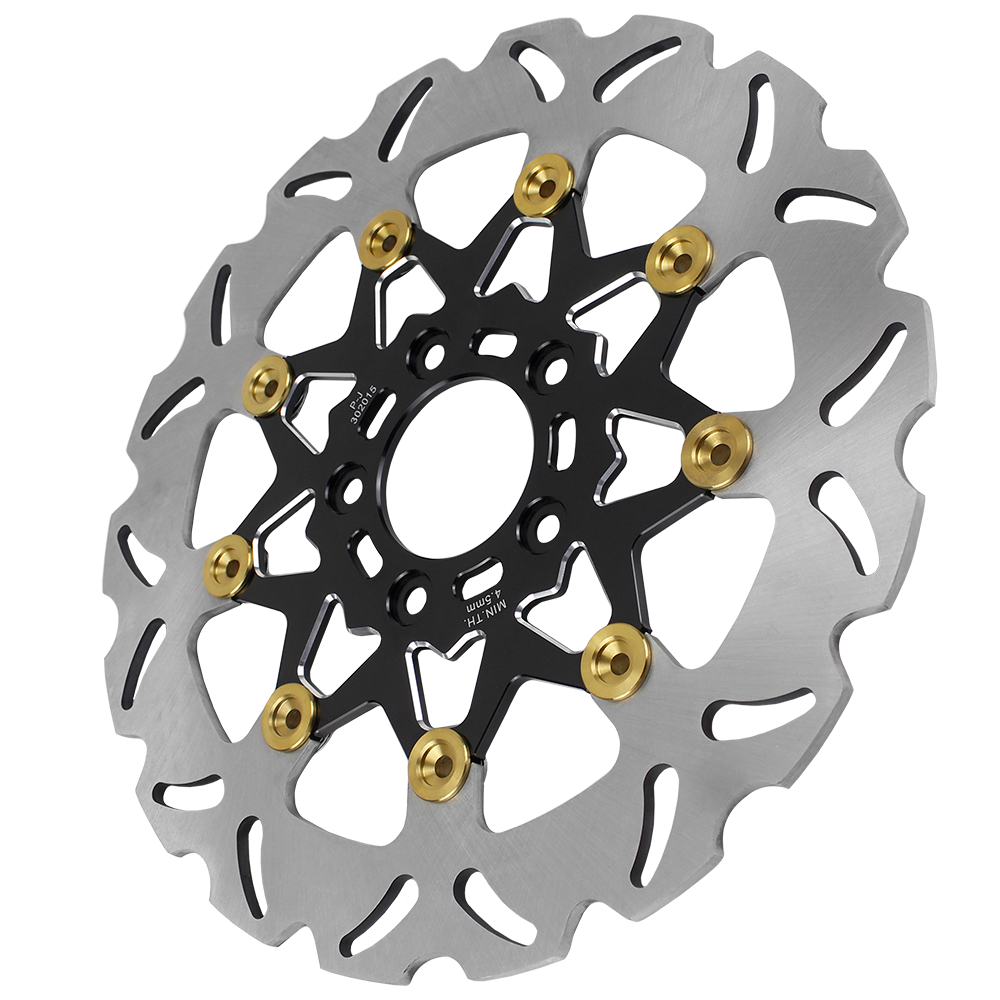 2PCS 14.0 Black Gold 7 Holes Big Front Brake Rotor for Harley 18 Slicer Wheel 2PCS 14.0 Black Gold 7 Holes Big Front Brake Rotor for Harley 18 Slicer Wheel