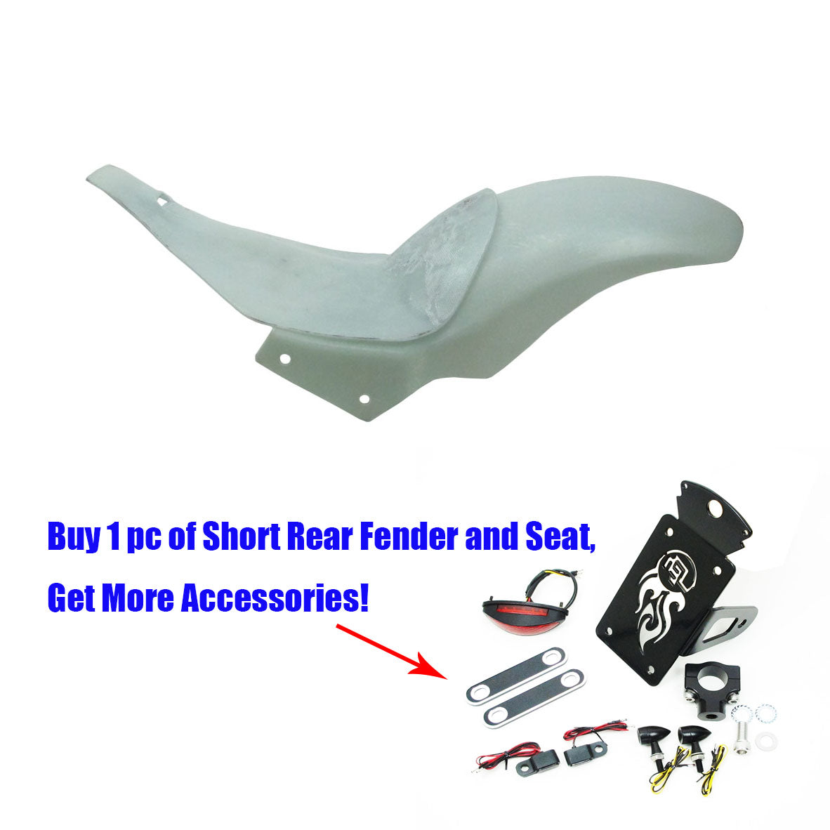 Unpainted Glass Fiber 240 Rear Fender with Seat for Breakout Fat Boy 2018 later