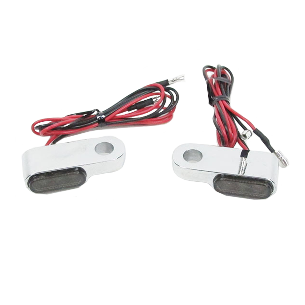 Chrome Super Mini Turn Signals Light on Handlebar Mirrors for Harley Davidson