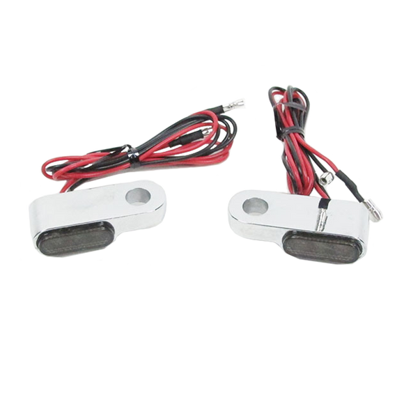 Chrome Super Mini Turn Signals Light on Handlebar Mirrors for Harley Davidson
