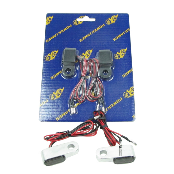 Chrome Super Mini Turn Signals Light on Handlebar Mirrors for Harley Davidson