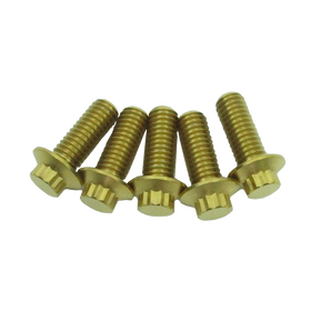 Gold 5PCS 3/8"-16-1.0" 12 Point Titanium Rear Brake Rotors Bolts for Harley - 0