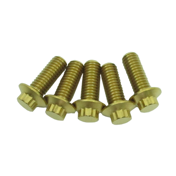 Gold 5PCS 3/8"-16-1.0" 12 Point Titanium Rear Brake Rotors Bolts for Harley - 0