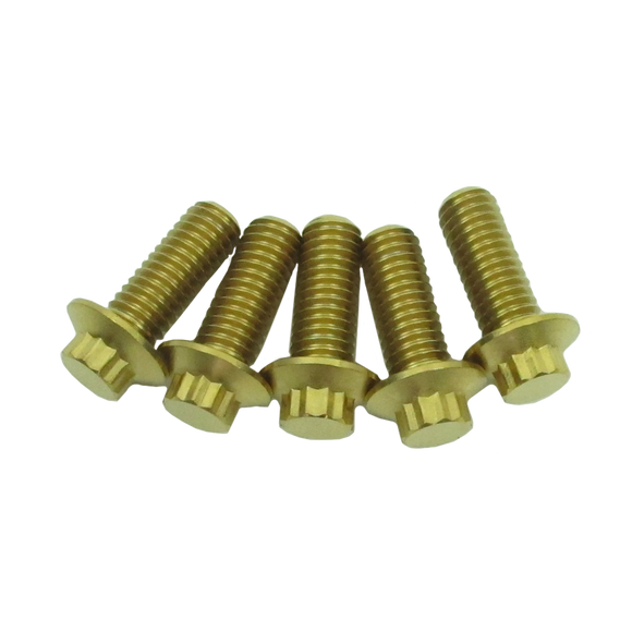 Gold 5PCS 3/8"-16-1.0" 12 Point Titanium Rear Brake Rotors Bolts for Harley