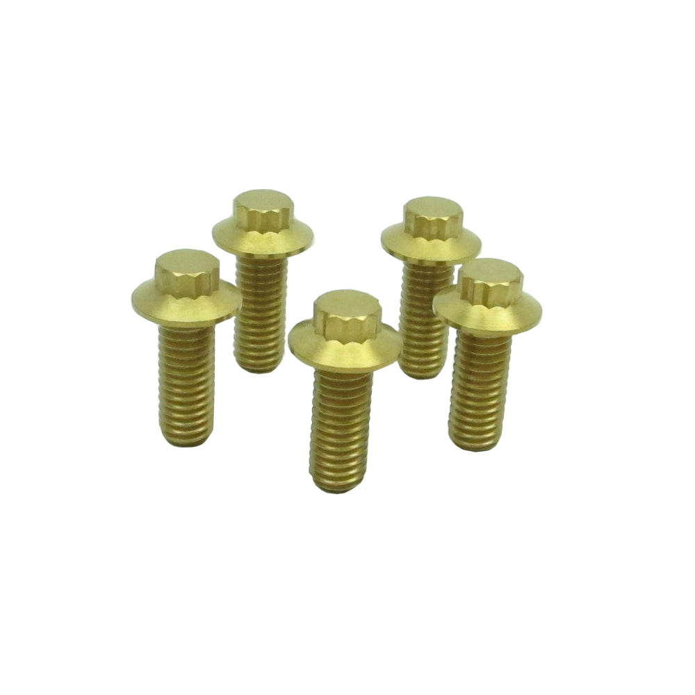 Gold 5PCS 3/8"-16-1.0" 12 Point Titanium Rear Brake Rotors Bolts for Harley