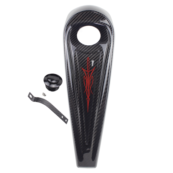 Carbon Fiber Fuel Tank Dash Cover with Red Totem for Harley 08-23 Touring